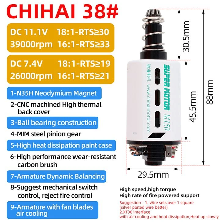High Speed 14TPA Long Type AEG Motor With Vented Case Fan